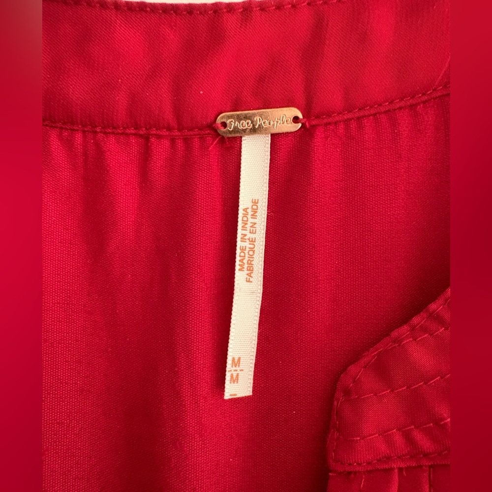 Free People MIA Red Velour Velvet Floral Embroidered Dress - Picture 5 of 7